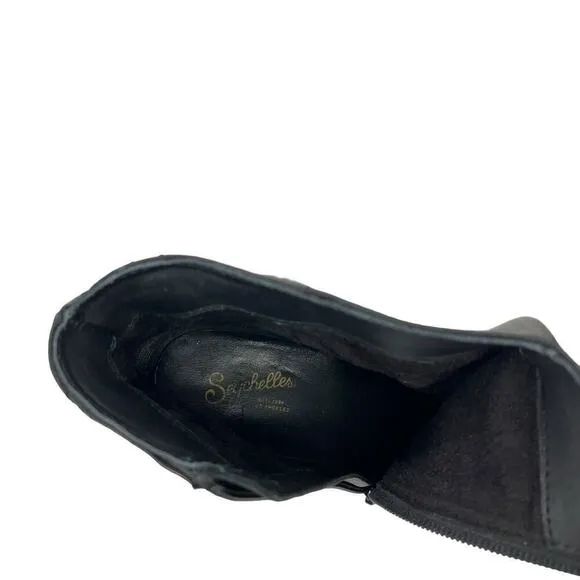 Seychelles Heeled Boots Paramount Quilted Leather Black Bootie Size 10