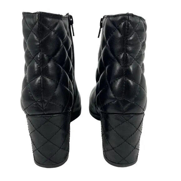 Seychelles Heeled Boots Paramount Quilted Leather Black Bootie Size 10