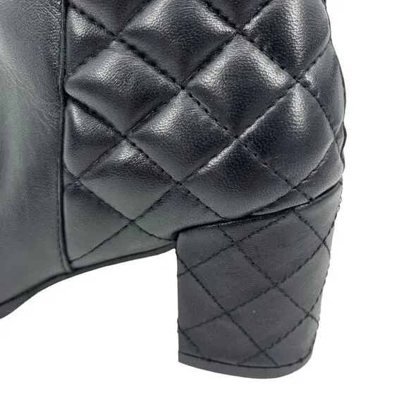 Seychelles Heeled Boots Paramount Quilted Leather Black Bootie Size 10