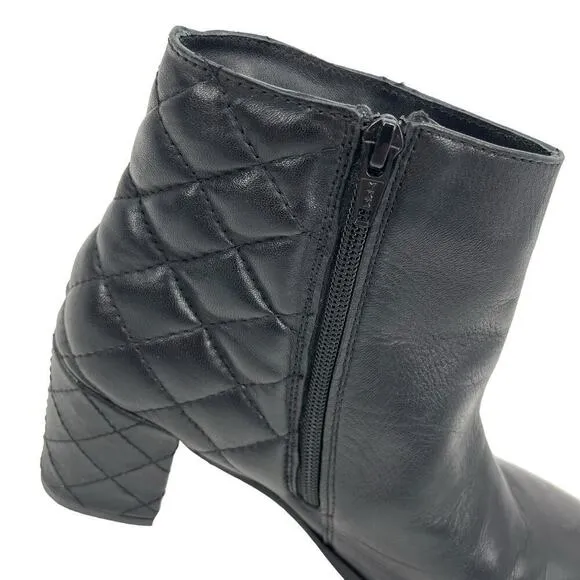 Seychelles Heeled Boots Paramount Quilted Leather Black Bootie Size 10