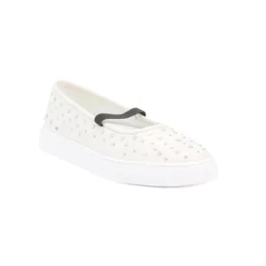 SEYCHELLES Ivory Leather Moon Child Studded Slip On Flats