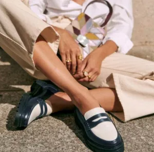 Sezane Albane Loafers in Multi Navy size 40