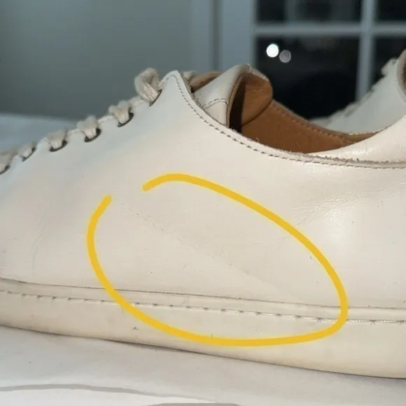 Sezane Jack Cream Off-White Leather Trainers‎ Fashion Sneakers