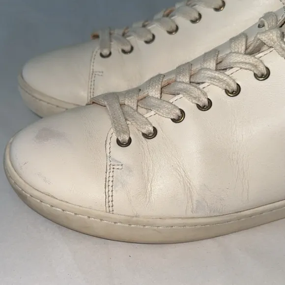Sezane Jack Cream Off-White Leather Trainers‎ Fashion Sneakers