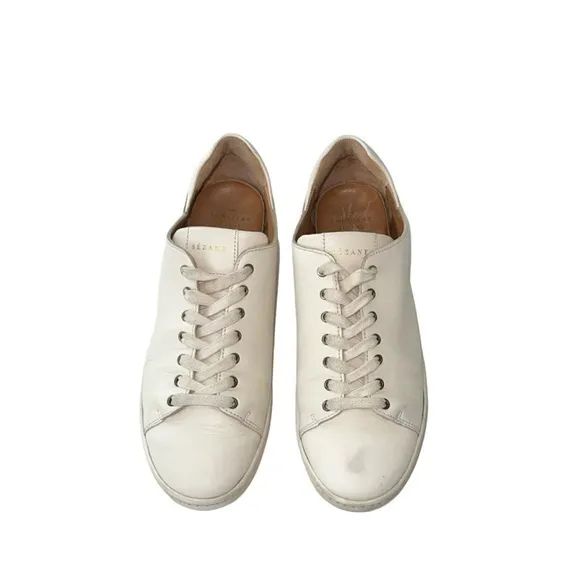 Sezane Jack Cream Off-White Leather Trainers‎ Fashion Sneakers