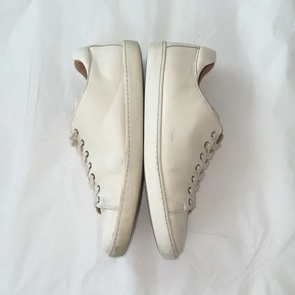 Sezane Jack Cream Off-White Leather Trainers‎ Fashion Sneakers
