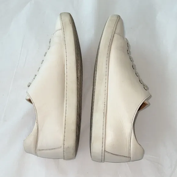 Sezane Jack Cream Off-White Leather Trainers‎ Fashion Sneakers