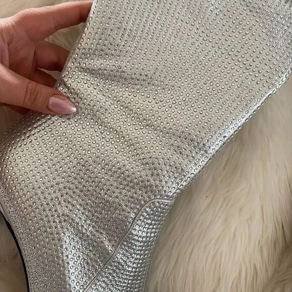 Silver rhinestone cowgirl boots
