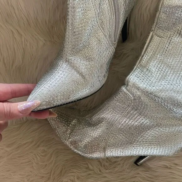 Silver rhinestone cowgirl boots