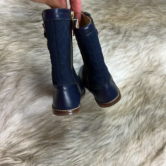 Size 7 Janie and Jack Quilted Navy Rider Boots