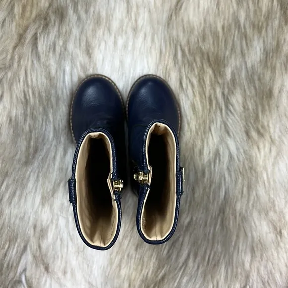 Size 7 Janie and Jack Quilted Navy Rider Boots