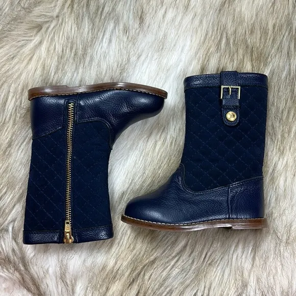 Size 7 Janie and Jack Quilted Navy Rider Boots