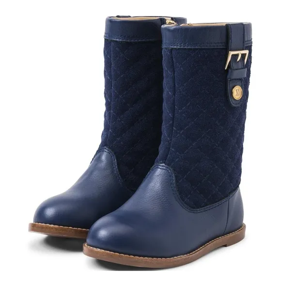 Size 7 Janie and Jack Quilted Navy Rider Boots