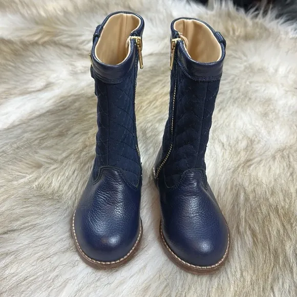 Size 7 Janie and Jack Quilted Navy Rider Boots