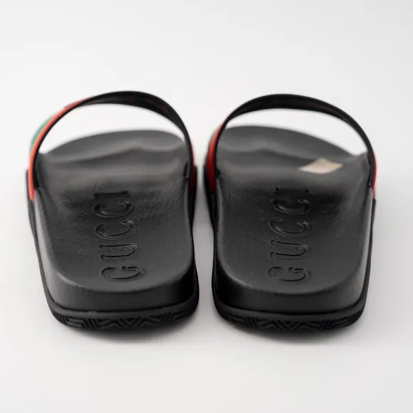 size 9G - Gucci Interlocking GG Rubber Slides Sandals Black Green Red