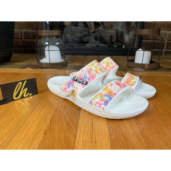 Size 9M/11W Crocs Classic Tye Die Sandals “Iconic Comfort” 207283-928