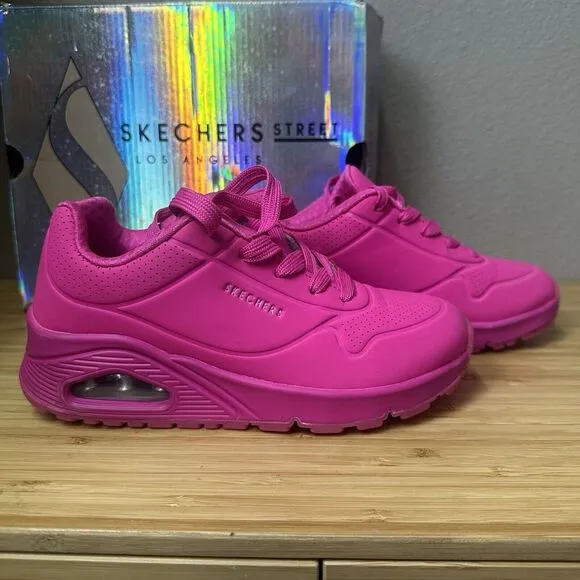 Skechers Kids Size 13.5 Hot Pink Uno Night Shade Sneakers
