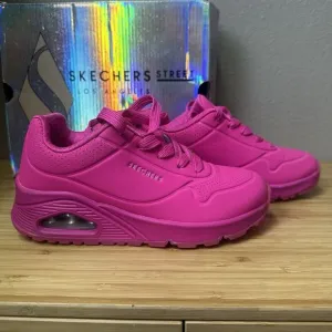 Skechers Kids Size 13.5 Hot Pink Uno Night Shade Sneakers