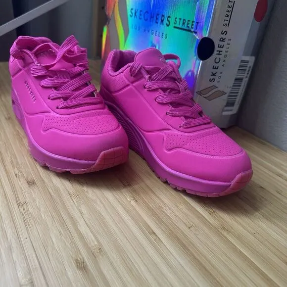 Skechers Kids Size 13.5 Hot Pink Uno Night Shade Sneakers