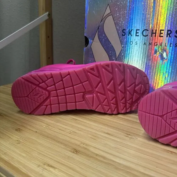 Skechers Kids Size 13.5 Hot Pink Uno Night Shade Sneakers