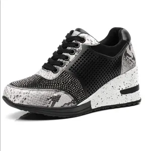 Snake Hidden Sneakers Lace Up High Heel NEW