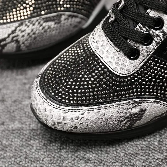 Snake Hidden Sneakers Lace Up High Heel NEW
