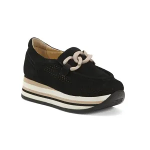 SOFTWAVES Black Suede Extra Comfort Slip On Sneakers