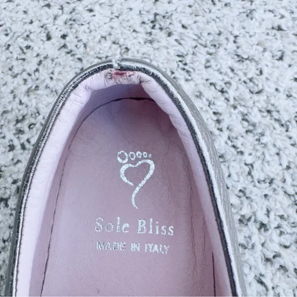 Sole Bliss Bronze Leather Metallic Loafers Size 39 Made In Italy 8