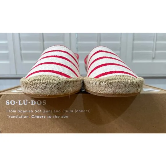 Soludos Womens The Original Espadrille Red Striped Beach Slip Ons Size 7/7.5 NIB
