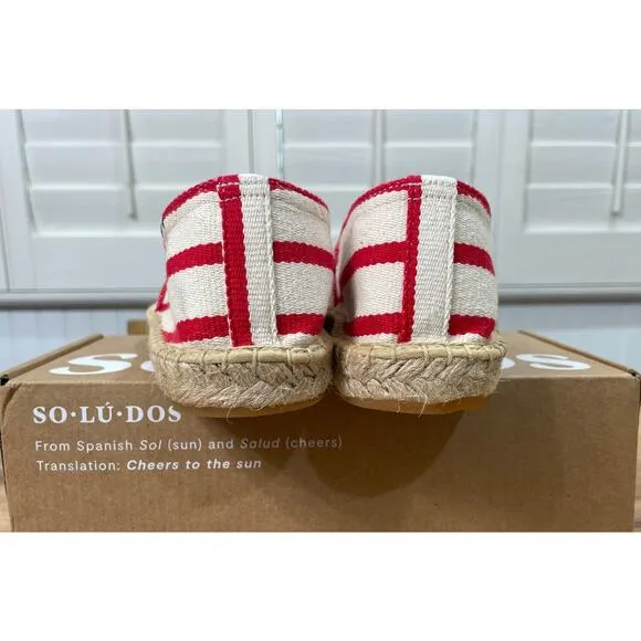 Soludos Womens The Original Espadrille Red Striped Beach Slip Ons Size 7/7.5 NIB