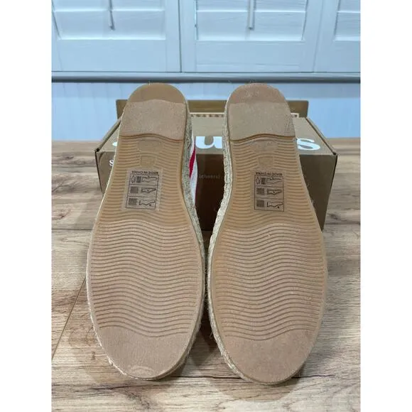 Soludos Womens The Original Espadrille Red Striped Beach Slip Ons Size 7/7.5 NIB