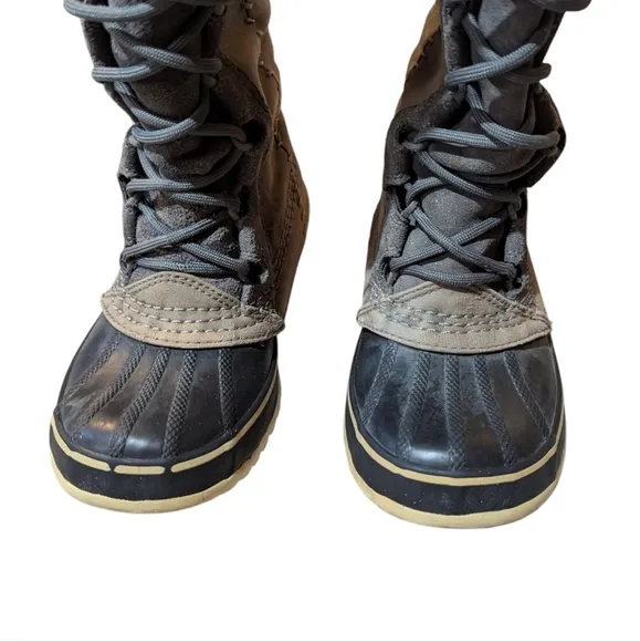 Sorel Boots Cate The Great Waterproof Leather Suede Lace Up Snow Gray Size 5