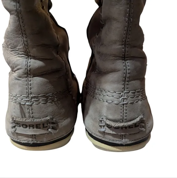 Sorel Boots Cate The Great Waterproof Leather Suede Lace Up Snow Gray Size 5