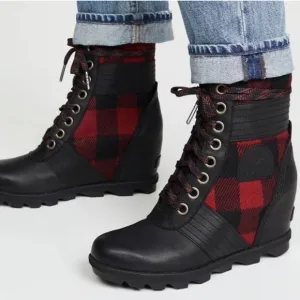 Sorel Buffalo Plaid Lexie Wedge Boots