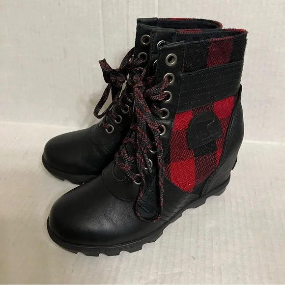 Sorel Buffalo Plaid Lexie Wedge Boots