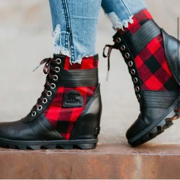 Sorel Buffalo Plaid Lexie Wedge Boots