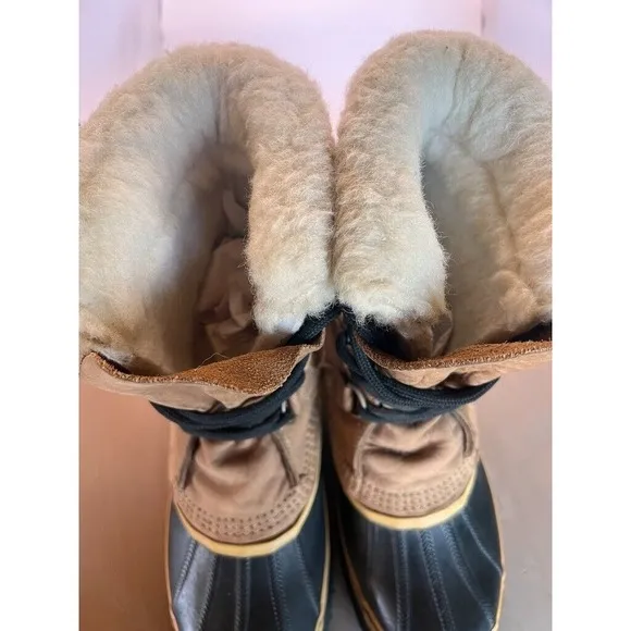SOREL Caribou 🔥 Size 7 Buff Waterproof Leather Winter Snow Boots MSRP $200
