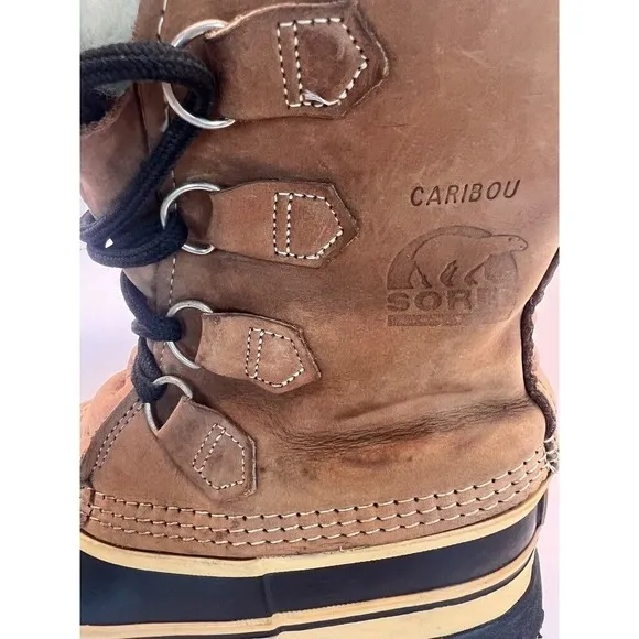 SOREL Caribou 🔥 Size 7 Buff Waterproof Leather Winter Snow Boots MSRP $200