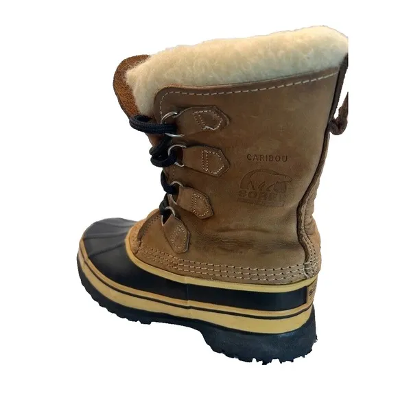 SOREL Caribou 🔥 Size 7 Buff Waterproof Leather Winter Snow Boots MSRP $200