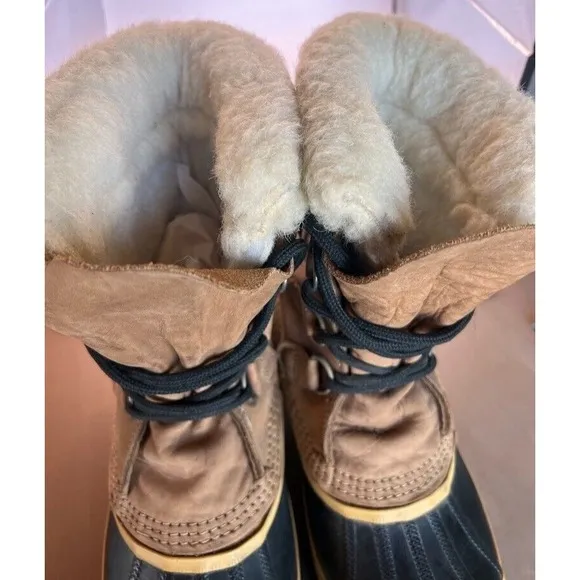 SOREL Caribou 🔥 Size 7 Buff Waterproof Leather Winter Snow Boots MSRP $200