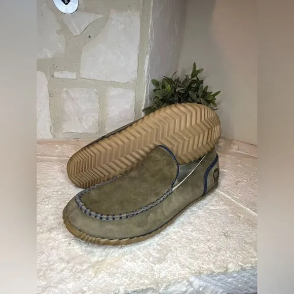 SOREL Dude Moc olive Green Grizzly Bear Slippers Casual Loafers Comfort sz 14