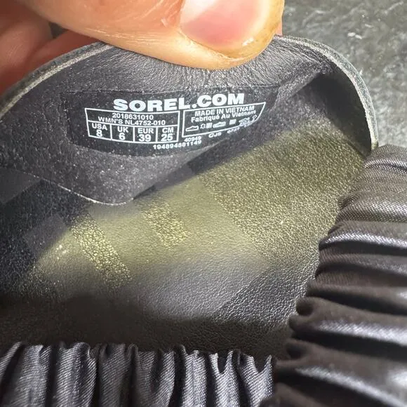 Sorel Ella II Ankle Strap Sandals Leather Flats Black Women's Size 8 US