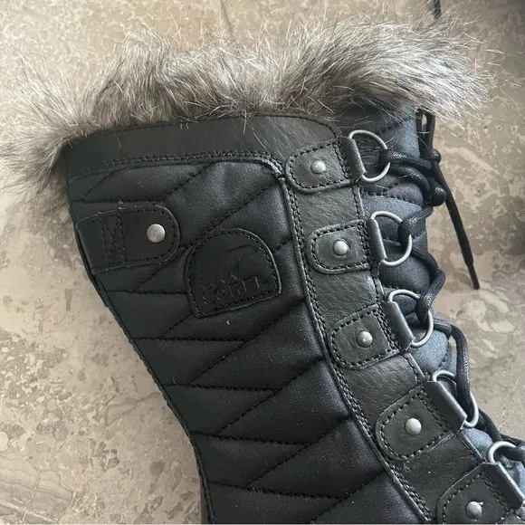 Sorel Faux Fur Lined Waterproof Boots, Black, Stone Size US 5, EU 36 New in Box
