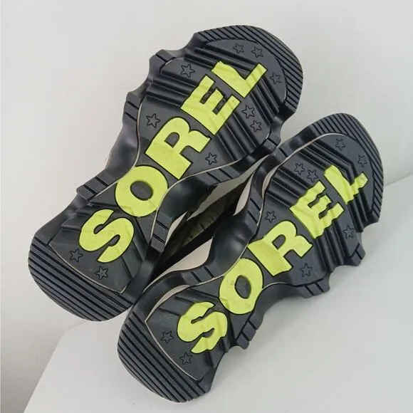 Sorel Kinetic Impact Women's SZ 7.5 Puffy Zip Waterproof Boots Stone Green Black