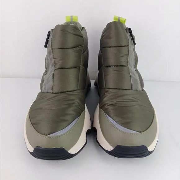 Sorel Kinetic Impact Women's SZ 7.5 Puffy Zip Waterproof Boots Stone Green Black
