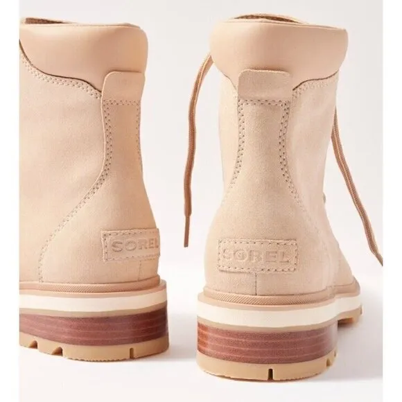 Sorel Lennox Lace Boot Womens 6.5 Camel Tan Suede Ankle Bootie‎ New