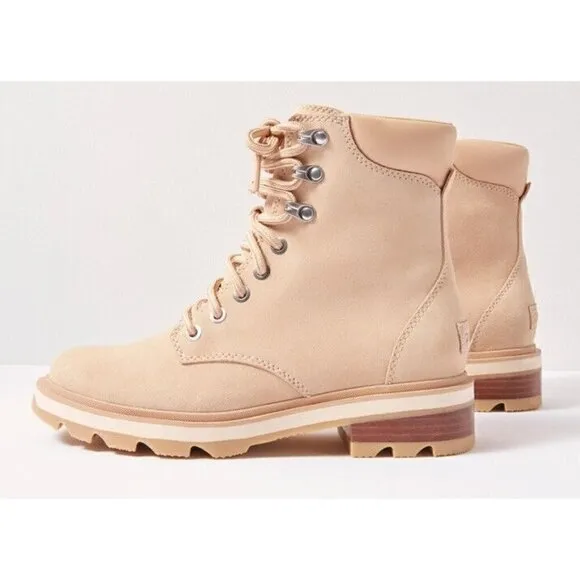 Sorel Lennox Lace Boot Womens 6.5 Camel Tan Suede Ankle Bootie‎ New