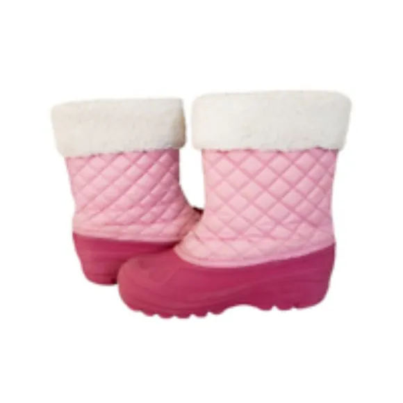 Sorel Powder Storm Pink Quilted Lined Pull On Winter Snow Boots Youth Girls SZ 3