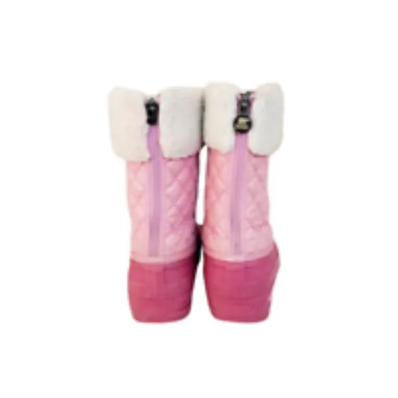 Sorel Powder Storm Pink Quilted Lined Pull On Winter Snow Boots Youth Girls SZ 3