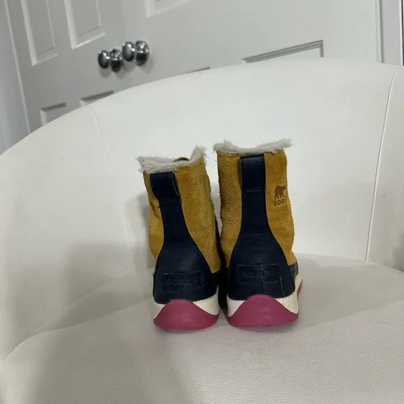 Sorel Tan and Pink Boots with Faux Fur Lining